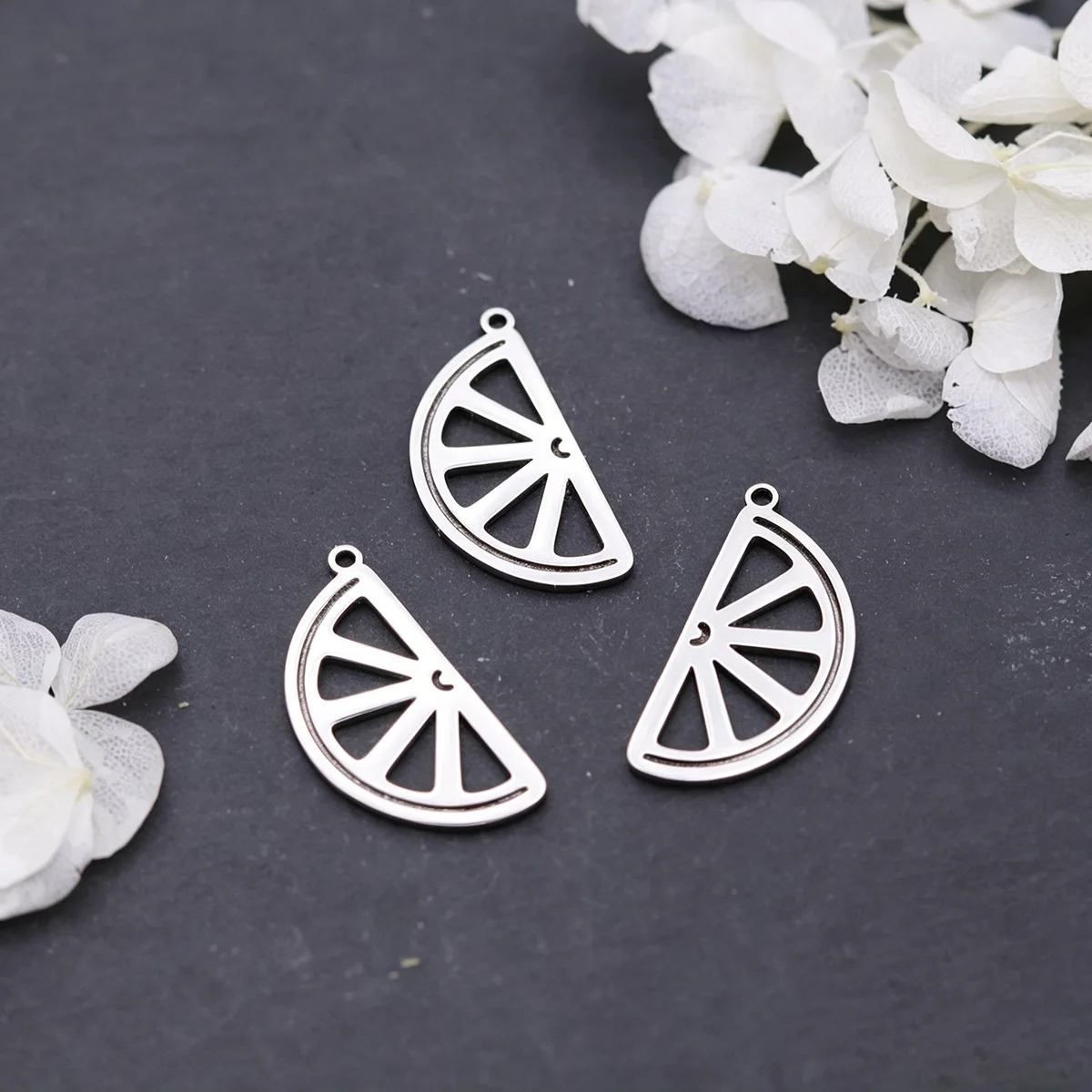 3pcs Trendy Charms Summer Fruit DIY Earring Necklace Bracelet Lemon Orange Slice Pendant For Jewelry Making Fresh Accessories