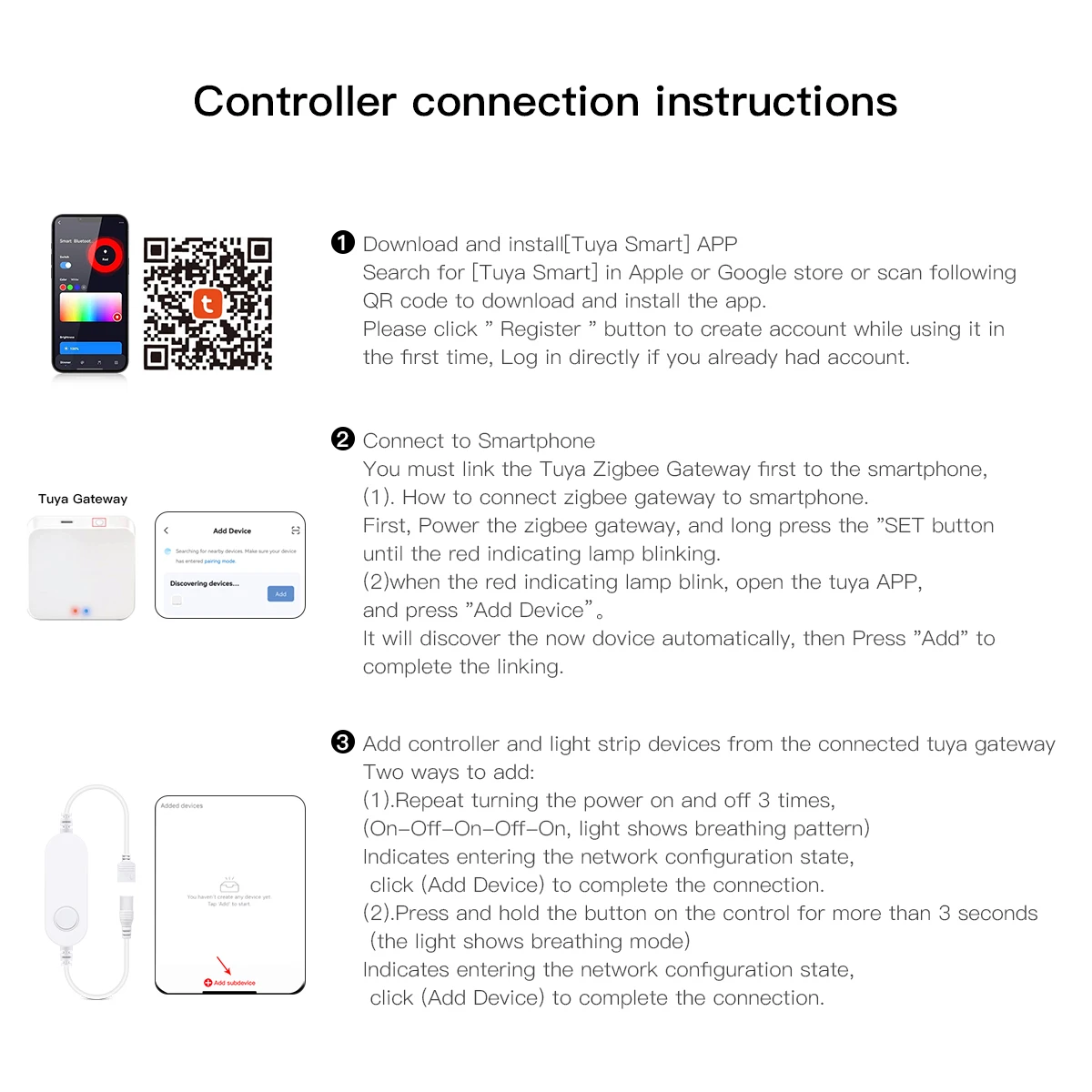 Imagem -06 - Rgb Led Strip Light Controller Zigbee3.0 Dimmer Wi-fi Cct Tuya Alexa Google Ponte Gateway Smart Things Voz dc 12v24v