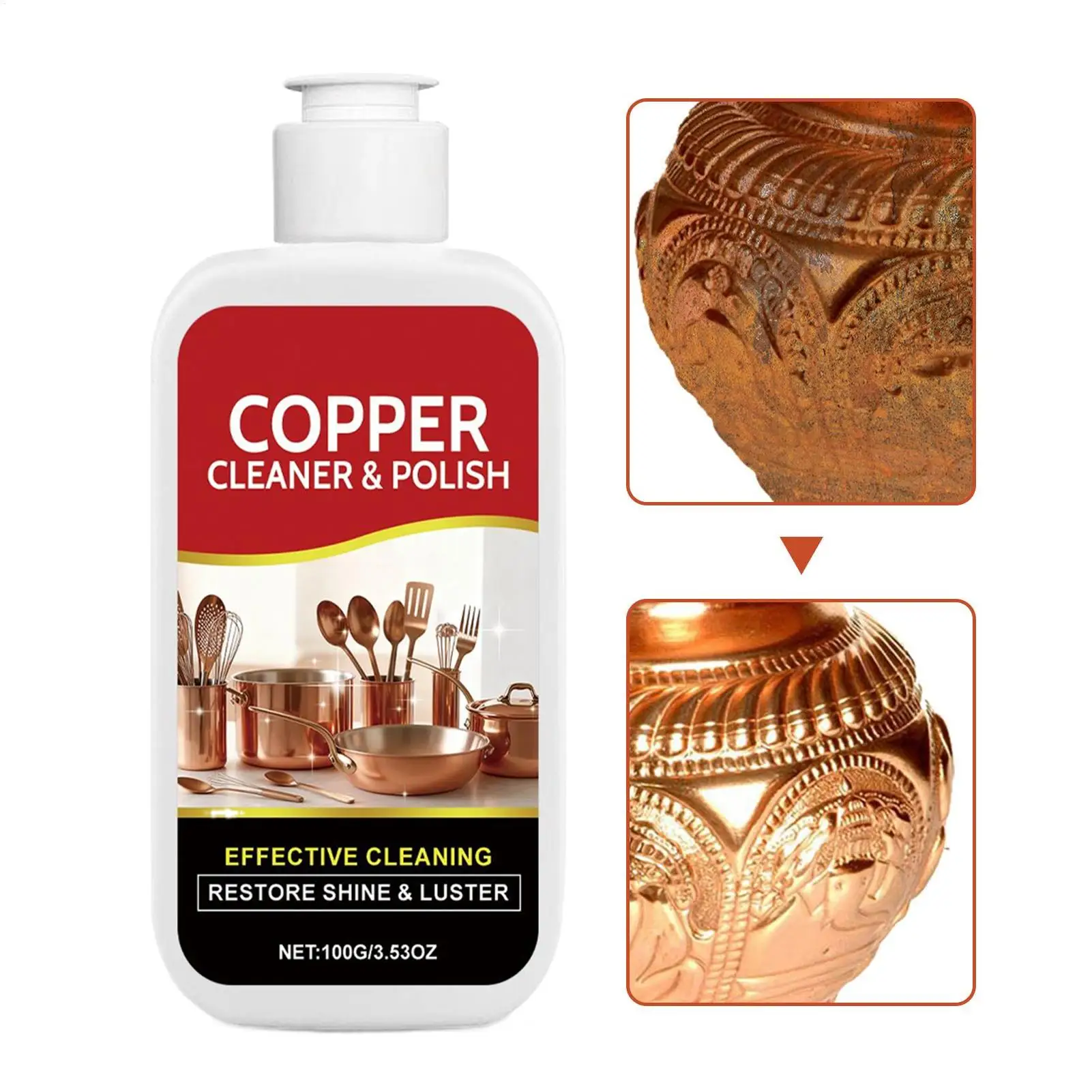 Non Toxic Gentle Copper Brass MetalPolish Cream No Scratch Multipurpose Gentle MetalPolish Polishing Brass Copper Cleaner