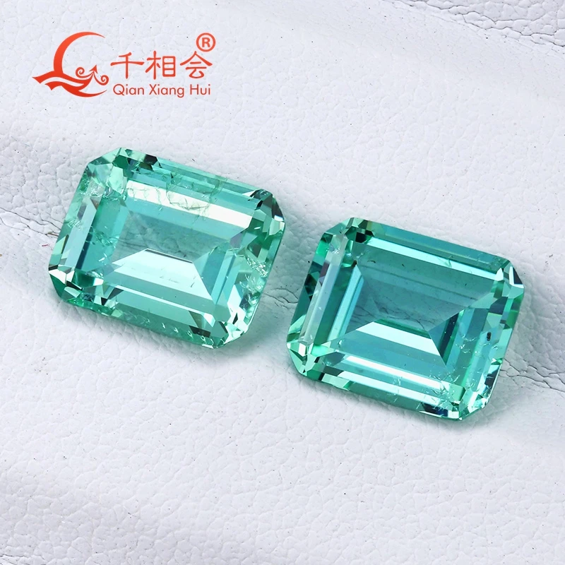 Emerald Cut Mint Green  Loose Gemstone with Minor Cracks Inclusions Corundum AGL Certificate