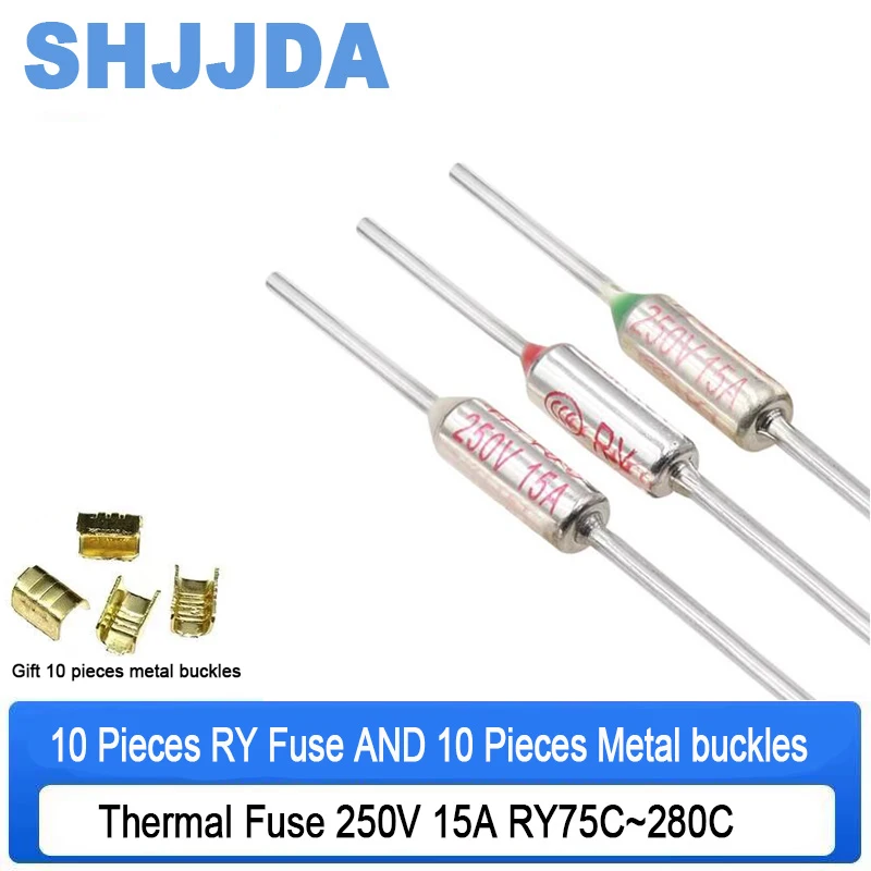 10PCS TF Thermal Fuse 15A 250V RY 75 85 90 95 100 110 115 121 125 130 133 135 142 155 165 172 175 185 192 216  240 280 ℃ Degree