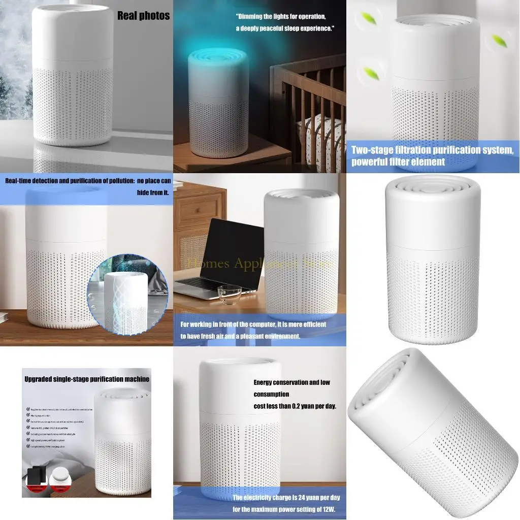 

D0AB Portable Desktop Air Cleaner Remover Emervover USB -очистки для спальни и учебной комнаты Маленькая спальня воздушный