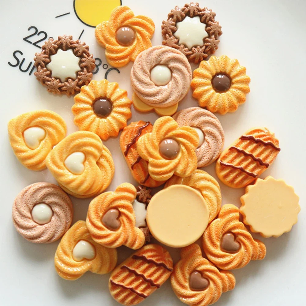10PCS Cookie Series Resin Flat Back Cabochons For Hairpin Scrapbooking DIY Jewelry Craft Decoration Accessories