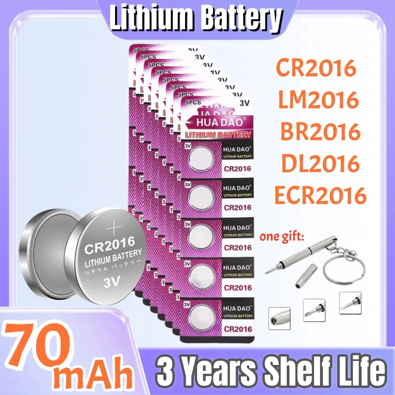 

5-80PCS CR2016 3V Lithium Button Batteries LM2016 BR2016 DL2016 CR 2016 Cell Coin Battery for Watch Electronic Toy Calculators