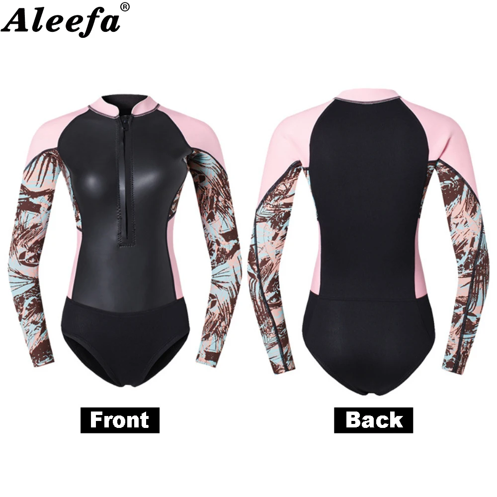 

2mm Fashion Women's long sleeve Wetsuit jacket One Piece Swimsuit Surf Snorkeling Deep Diving Warm Jellyfish Suit