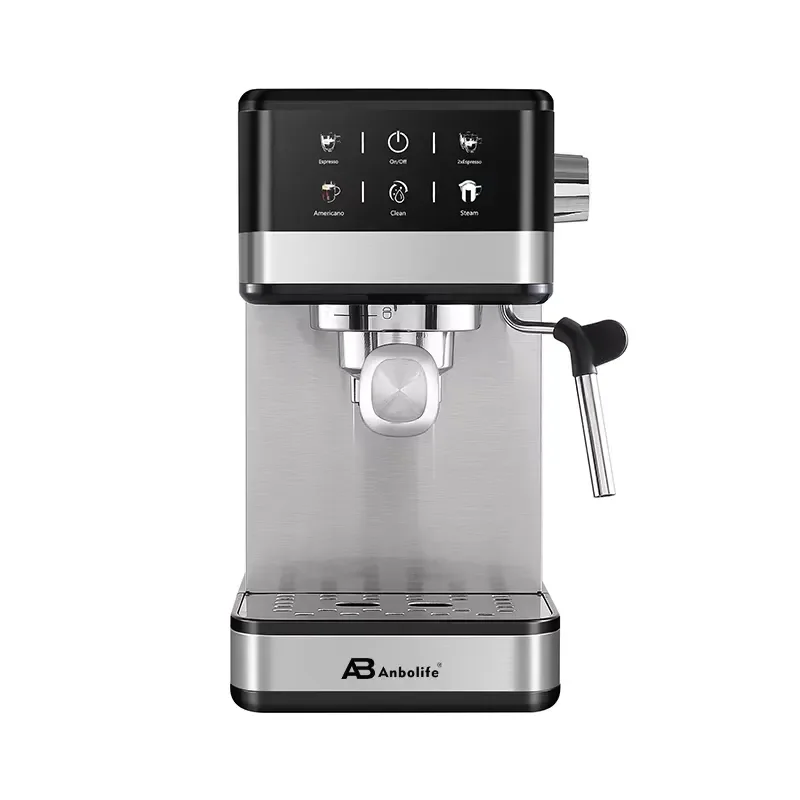 Anbolife Bean to Cup Coffee Portable Semi-Automatic Espresso Coffee 20 Bar Pressure Housing Milk Frother SS Bean Box