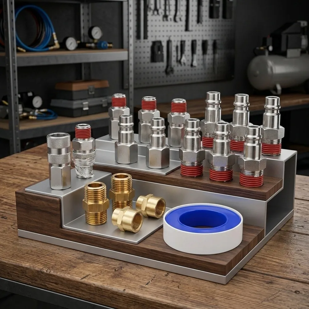 For High-pressure Tasks 1 4in Air Coupler Kit Compressor Connectors External Thread Type Self-locking Mechanism