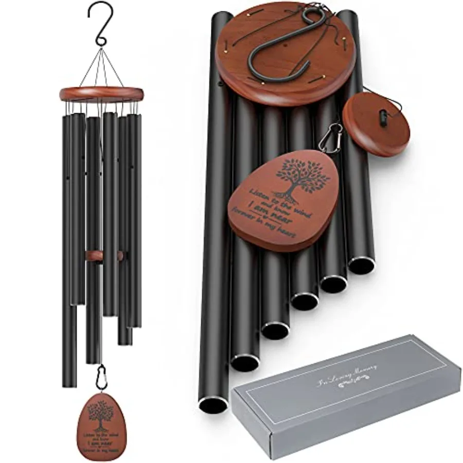 

41 inch Large Black Wind Chimes for Memorial Outside Deep Tone Sympathy Gift Ideal for Loss of Loved One Condolence Funeral