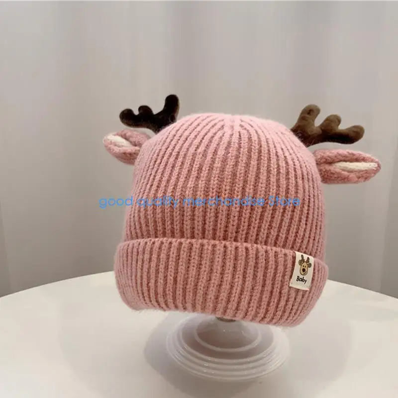 Y5JD الحلو الأطفال قرون عيد الميلاد قبعة لعيد الميلاد الإبداعية قبعة قبعة صغيرة محبوكة قبعة للأطفال طفل الأطفال مهرجان عطلة Pa #3