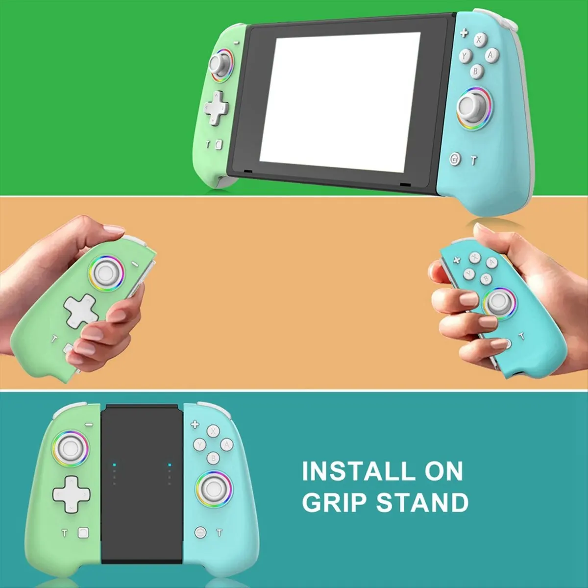 

BaoBao-контроллер ручки с подсветкой, совместимый с Nintendo Switch/OLED эргономичным контроллером ручки для портативного режима B