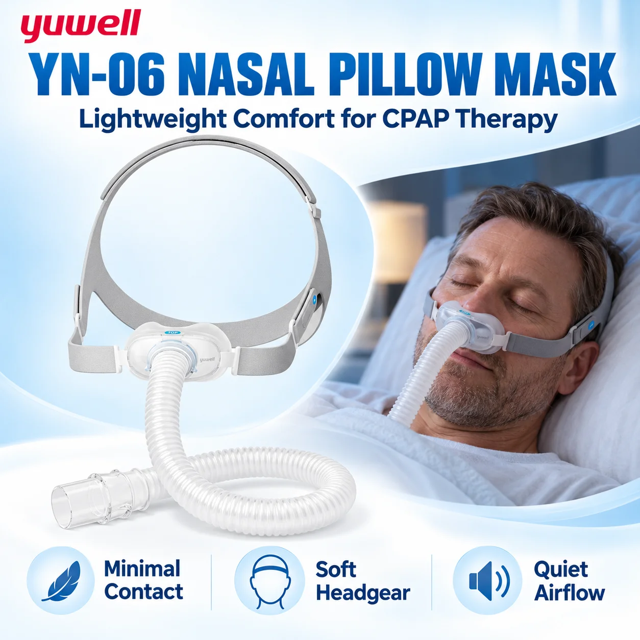 cpap-nasal-pillow-mask-lightweight-sleep-apnea-mask-soft-silicone-cushion-adjustable-headgear-flexible-tube-for-home-therapy