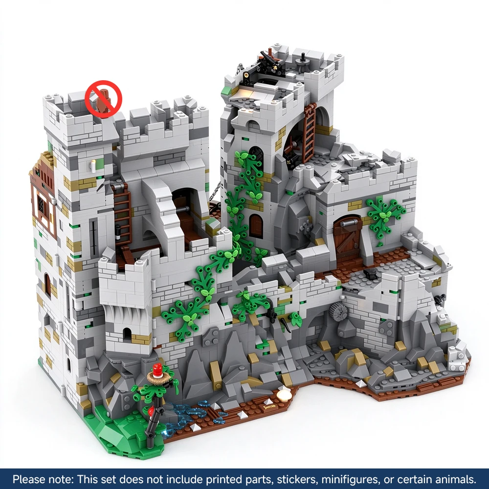 New MOC Medieval Abandoned Castle Model Building Blocks DIY Modular Wolf Pack Building Assembly Toy Adult Collectible Gift Set