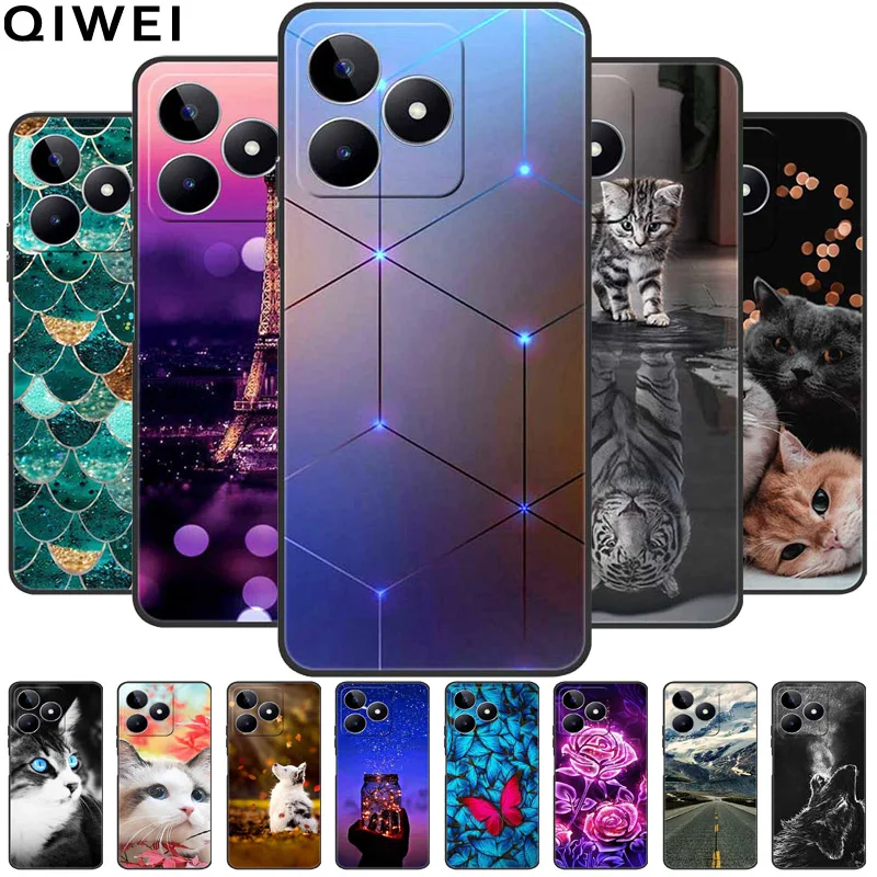 For Realme Note 50 Case Luxury Silicon Fashion TPU Painted Funda for Realme Note 50 Note50 Phone Back Cover Cute Cats Shell Capa