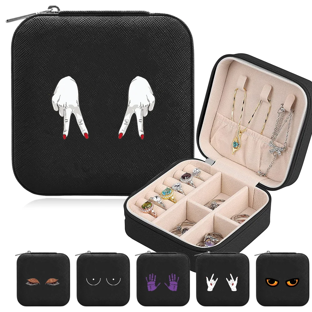 Travel PU Leather Waterproof Jewelry Box Storage Chest Pattern Series Device Necklace Ring Earrings Display Jewel Boxes