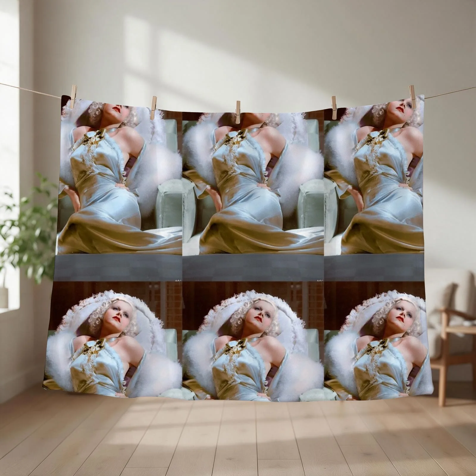jean harlow aesthetic Throw Blanket couch cozy soft plush fuzzy picnic outdoor blanket