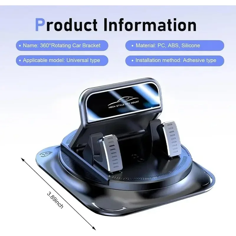 Universal Dashboard Cell Phone Bracket, Non-Slip Silicone Phone Holder with Flexible 360° Rotation for Safe Head-Up Navigation