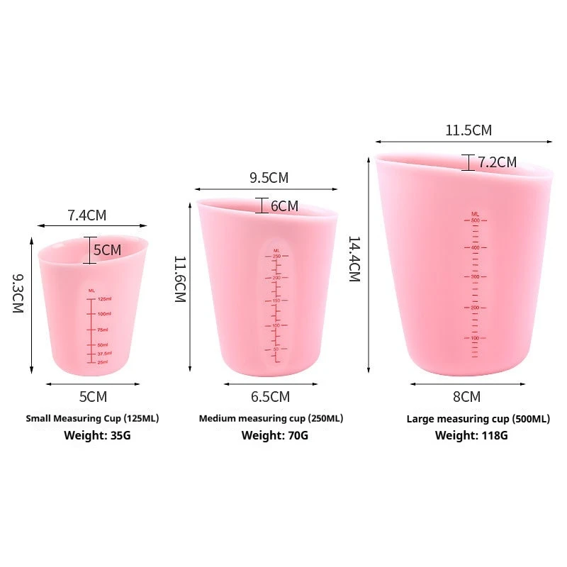 Baking Tools Silicone Measuring Cup 250ml 500ml Silicone Milk Cup Visual Double Scale Measuring Cup