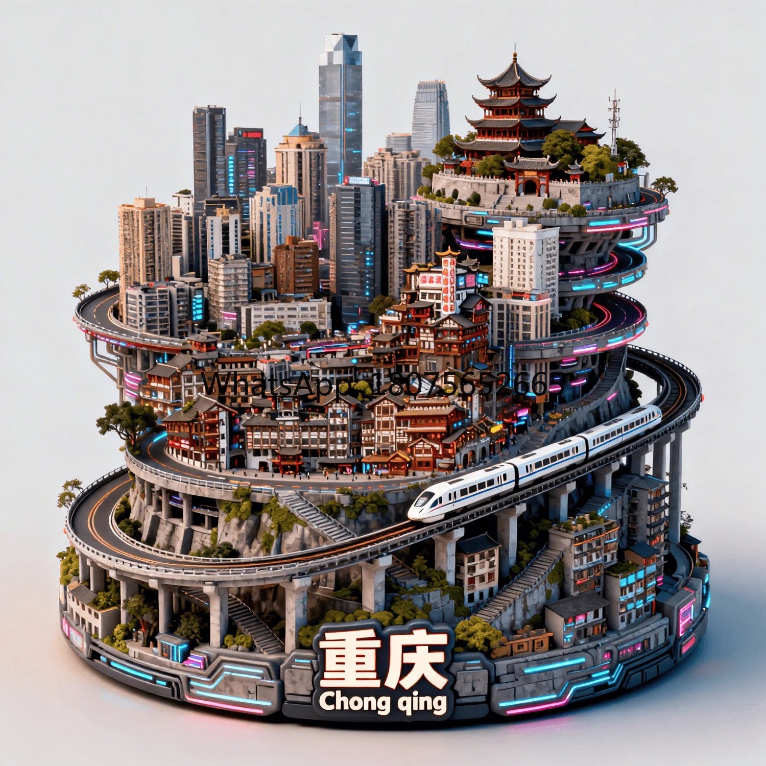 Chongqing impression metal fridge magnet - 3d city creative gift