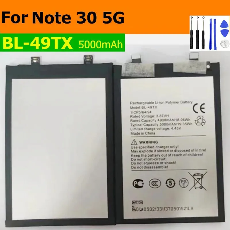 BL-49TX Battery For Note 30 5G X6711 Mobile Phone 3.87V 5000mAh