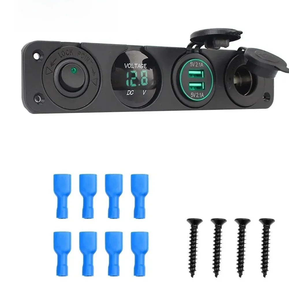 Vehicle charger panel switch 3 1A fast charging with LED indicator for use in trucks boats and recreational vehicles