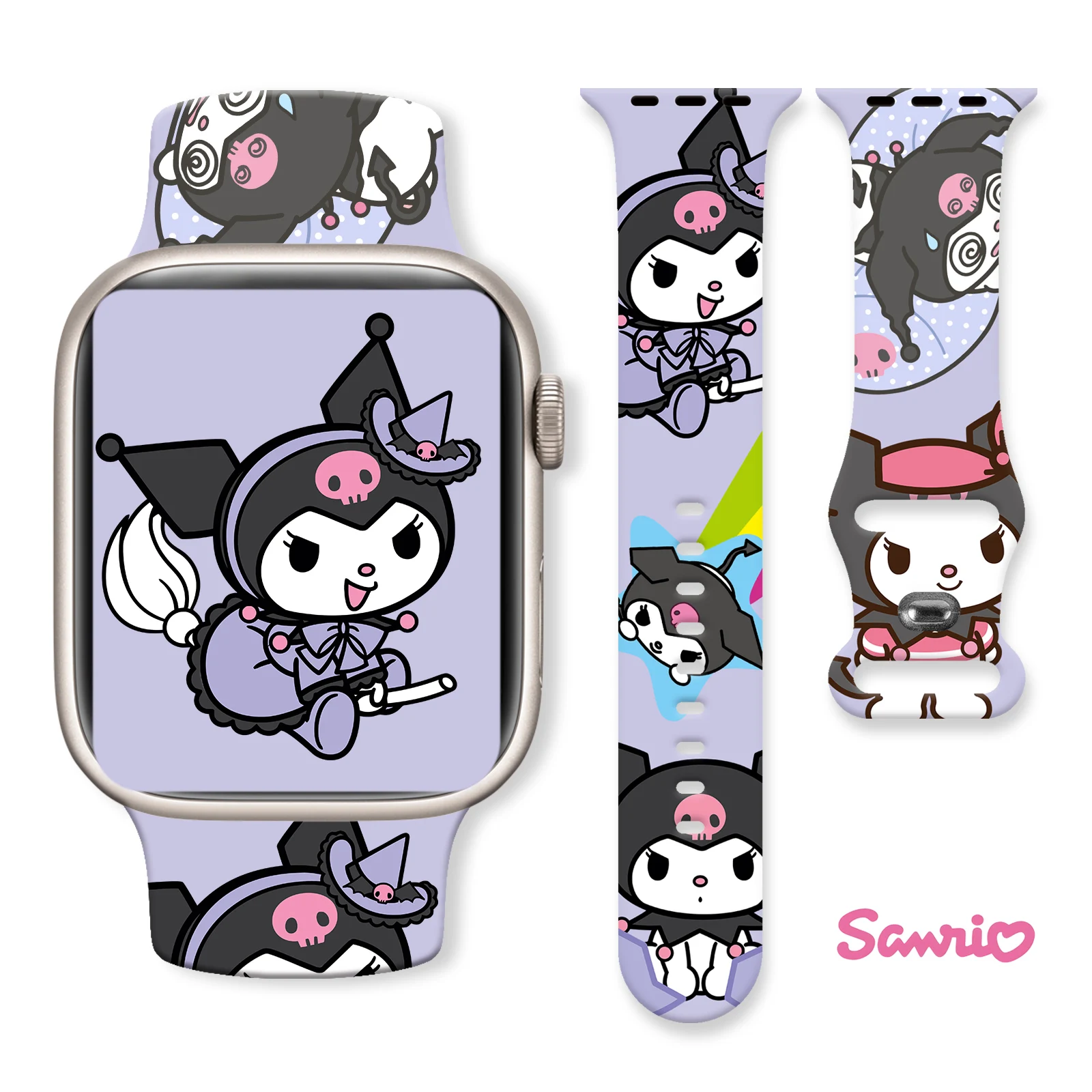 

Kuromi Series Printed Strap for Apple Watch 11 10 9 Silicone Band Replaceable Bracelet for iWatch 44mm 42mm 41mm 40mm Watchband
