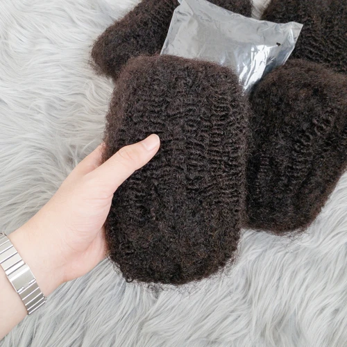 Imagen 2 del producto 50 g/unidad QVR 4C Afro rizado cabello humano a granel para Locs trenzado paquete de cabello Remy 10-18 pulgadas cabello Remy brasileño a granel sin trama Natural