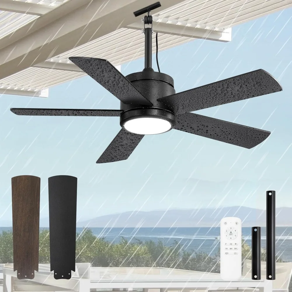 42 In Waterproof Outdoor Ceiling Fan with Light and Remote IP65 Plug in Wet Rated Outdoor Ceiling Fans