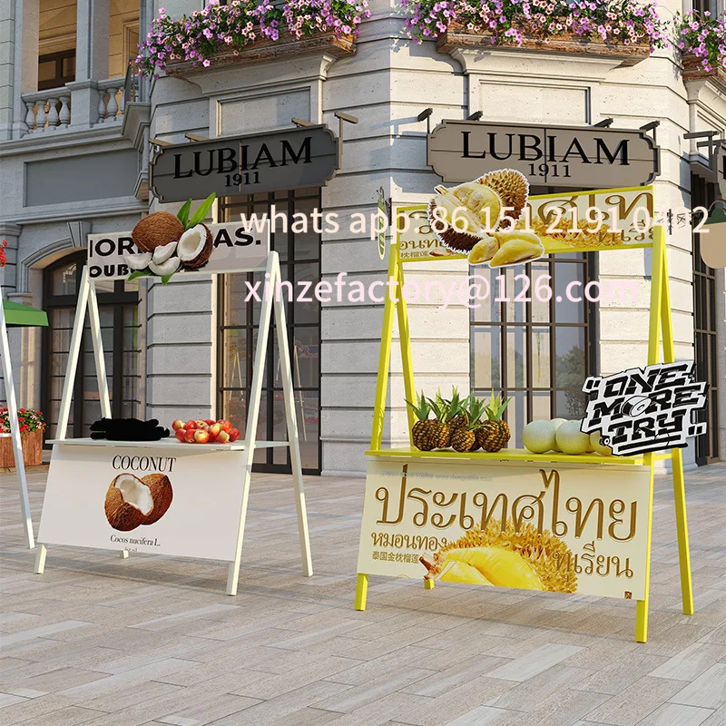 

Customizable Wrought Iron Mobile Stall Vending Cart Promotional Stall Shelf