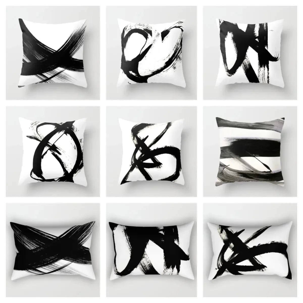 Black and White Ink Painting Decorative Pillowcase Living Room Office Ornaments Home Pillowcase