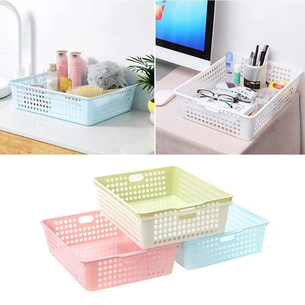 

3pcs File Storage Basket Desktop Organizer For Office Home Use Plastic Bin Container Paper Organizer Basket File Kep Office