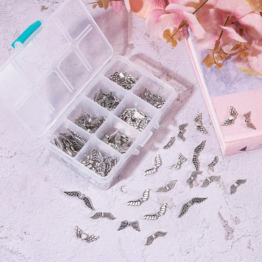 1 Box Angel Wing Metal Charms for DIY Jewelry Making Semi Finished Pendant Craft Supplies Necklace Bracelet Sweater Chain