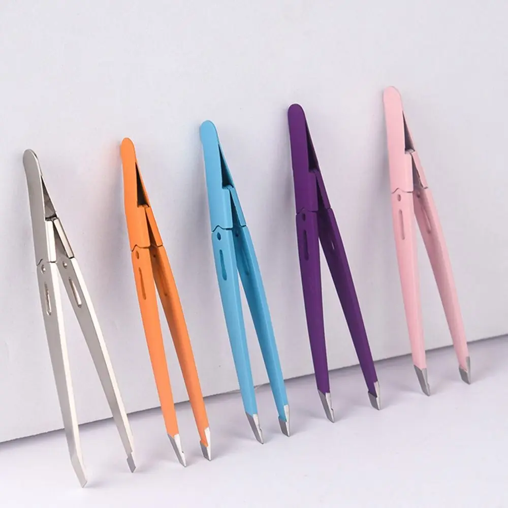 แบบพกพา Eyebrow Tweezer กําจัดขนที่มีสีสัน Slanted Eye Brow คลิปสแตนเลสสตีลอเนกประสงค์เครื่องมือแต่งหน้าผู้หญิง