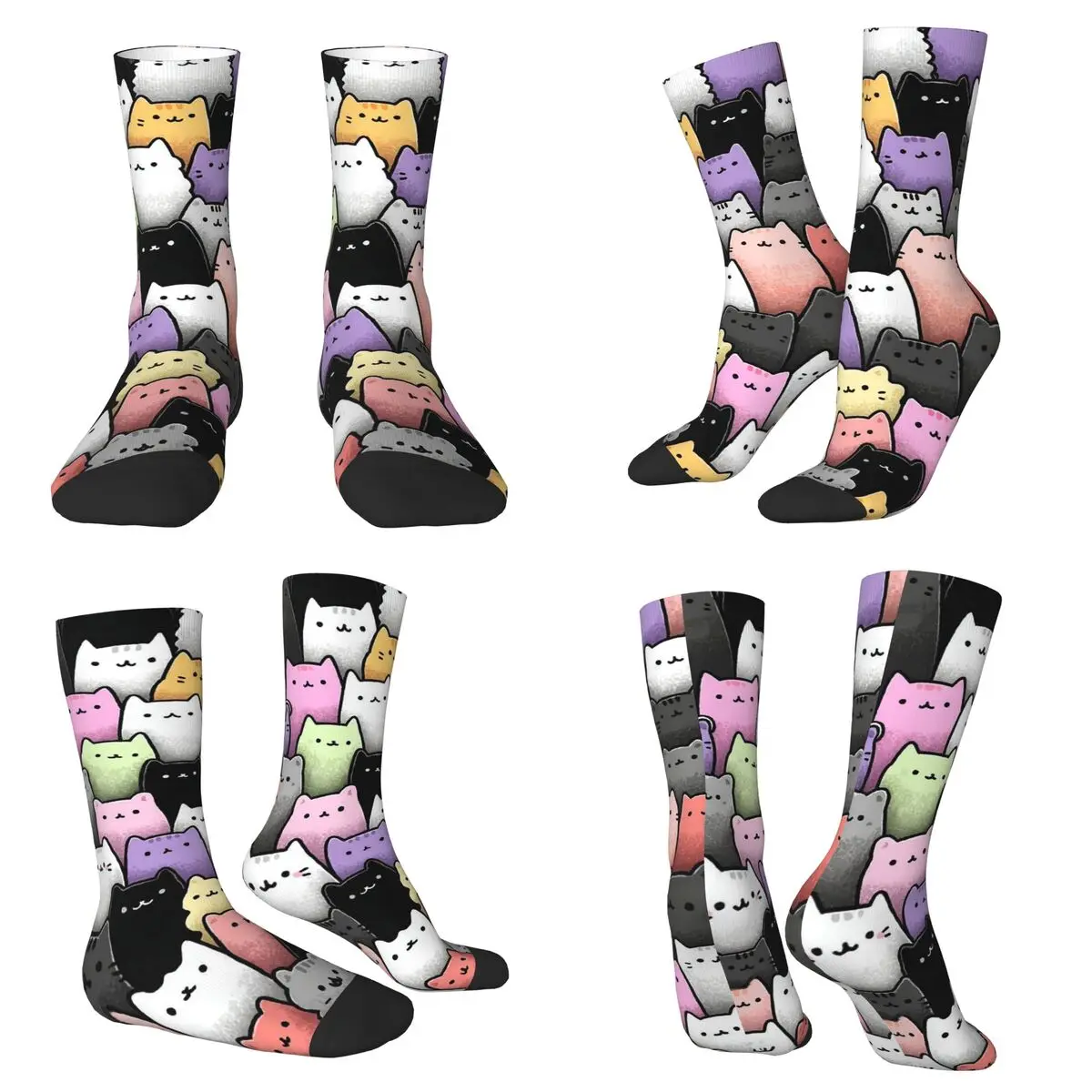 

Cat Cartoon Print Socks Harajuku Super Soft Stockings All Season Long Socks Accessories for Man's Woman's Birthday Present