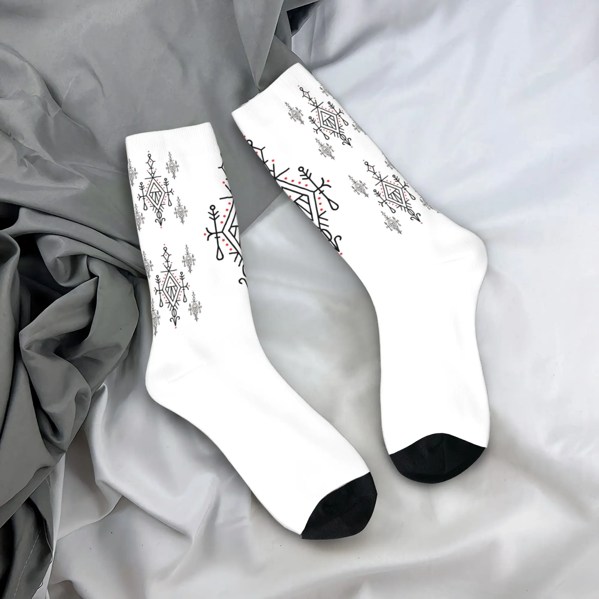 

Custom Cute Amazigh Kabyle Pattern Socks Men Women Warm 3D Printed Geometric Traditional Sports Basketball Socks