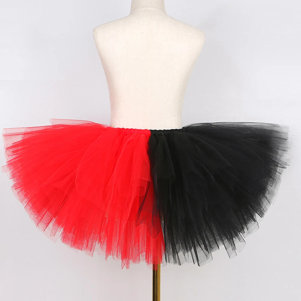 Alice in Wonderland Red Queen Tutu Skirt Outfit for Girls Kids Carnival Halloween Dress Up Costumes Baby Fluffy Tutus with Crown