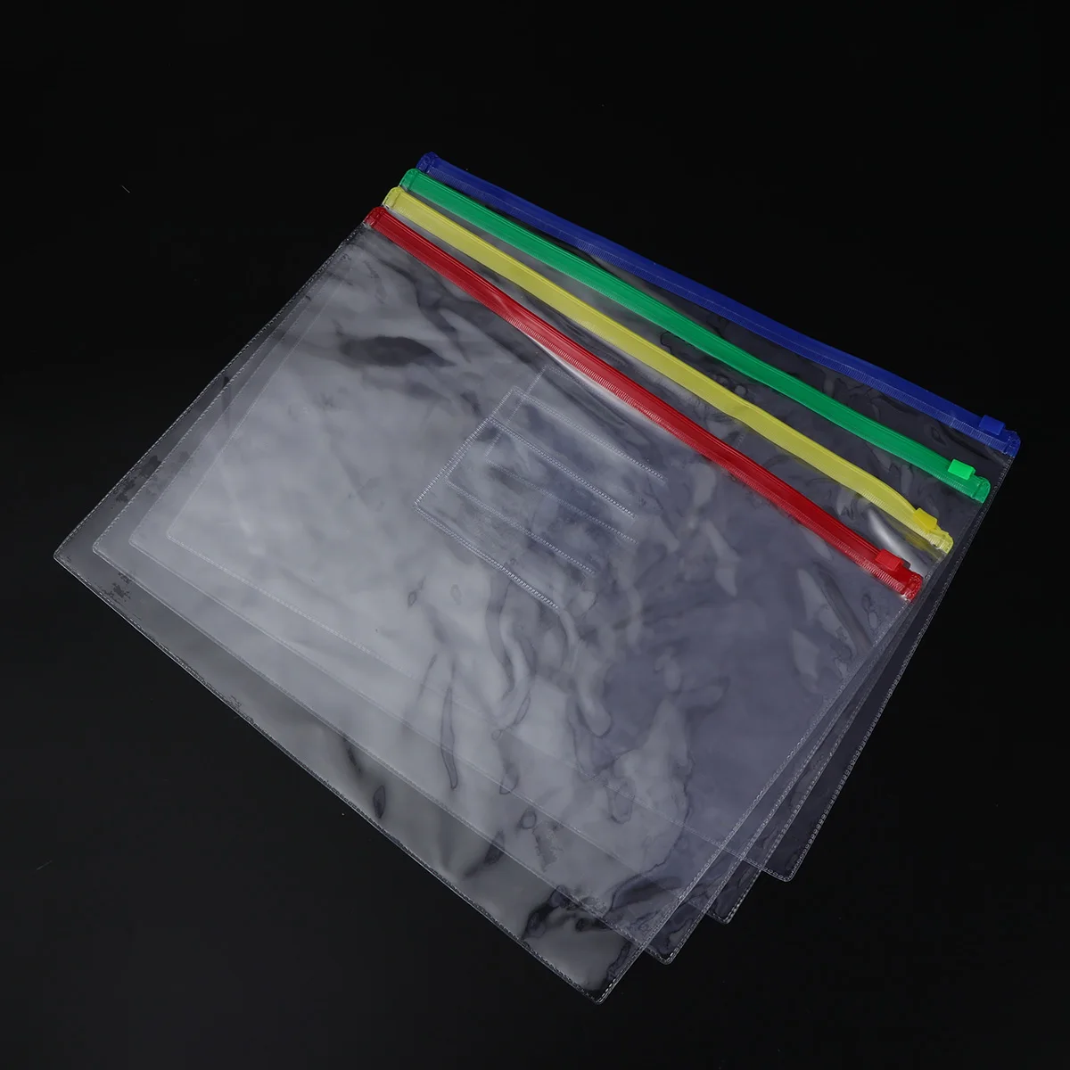 

40Pcs A5 File Pockets PVC Plastic Zipper File Bags Documents Organizer Pouch 24x18cm (Red Yellow Blue Green)