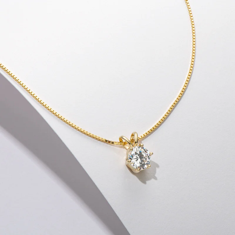 Bague Ringen 100% 925 Sterling Silver 1ct Moissanite Necklace For Women Diamond Pendant Engagement Wedding Party Gift Wholesale