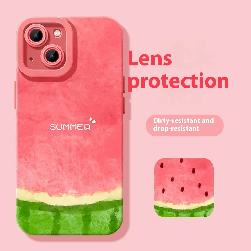 Shockproof Watermelon Silicone Case For Iphone 15/14 Plus/13/12 Mini/11 Pro Max Slim & Lightweight Soft Touch Anti-scratch Case