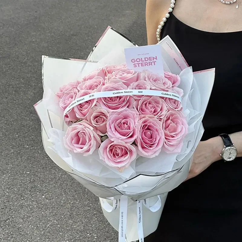 ورق تغليف الزهور الطازجة أيون فضي مقاوم للماء مع إطار مادة تغليف الزهور الفنية للباقات والكعك #3