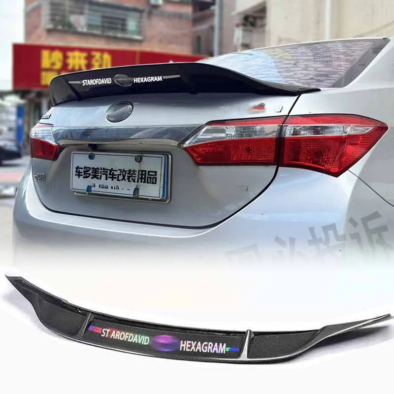 

For Toyota Corolla 2014 2015 2016 2017 2018 ABS/true carbon fiber material rear wing trunk lip spoiler R-type bright black