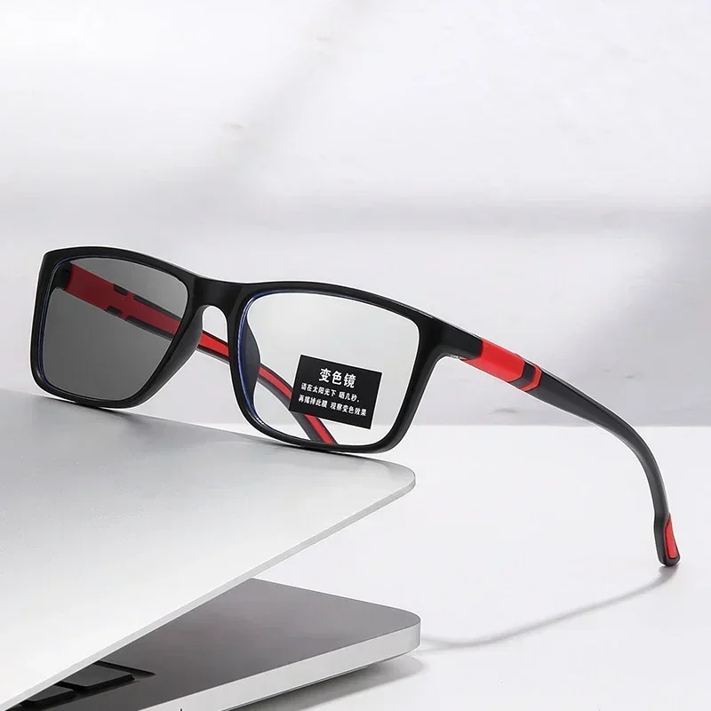 Ultralight TR90 Photochromic Myopia Glasses Blue Light Blocking Near Sight Eyeglasses Color Changing Optical Eyewear 0 To -4.0