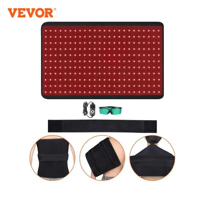 VEVOR Red Light Therapy for Body 264 LEDs Light Therapy Pad Controller 10Hz Pulse 5-30 Min Timer for Pain Relief Skin Health