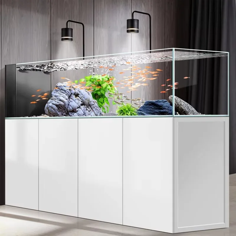 Super Clear Glass Aquarium Tank for Fresh Water Fish Ultra Quiet Energy Saving Living Room Decoration