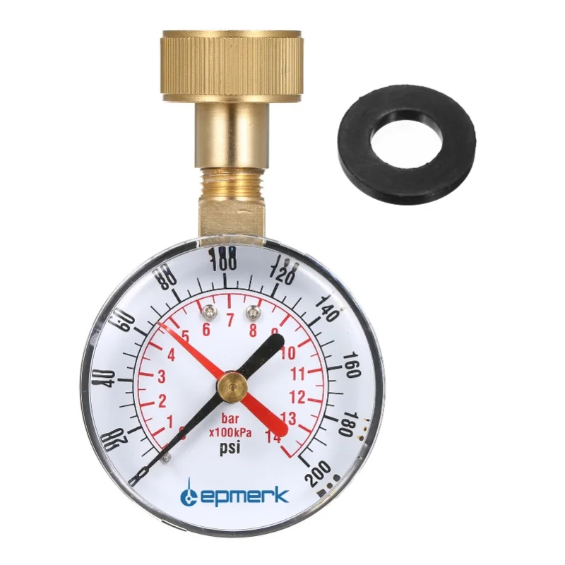 

Манометр Lepmerk 2-1/2'' для измерения давления воды, с резьбой 3/4'' (внутренняя), 0-200 PSI, с красным указателем