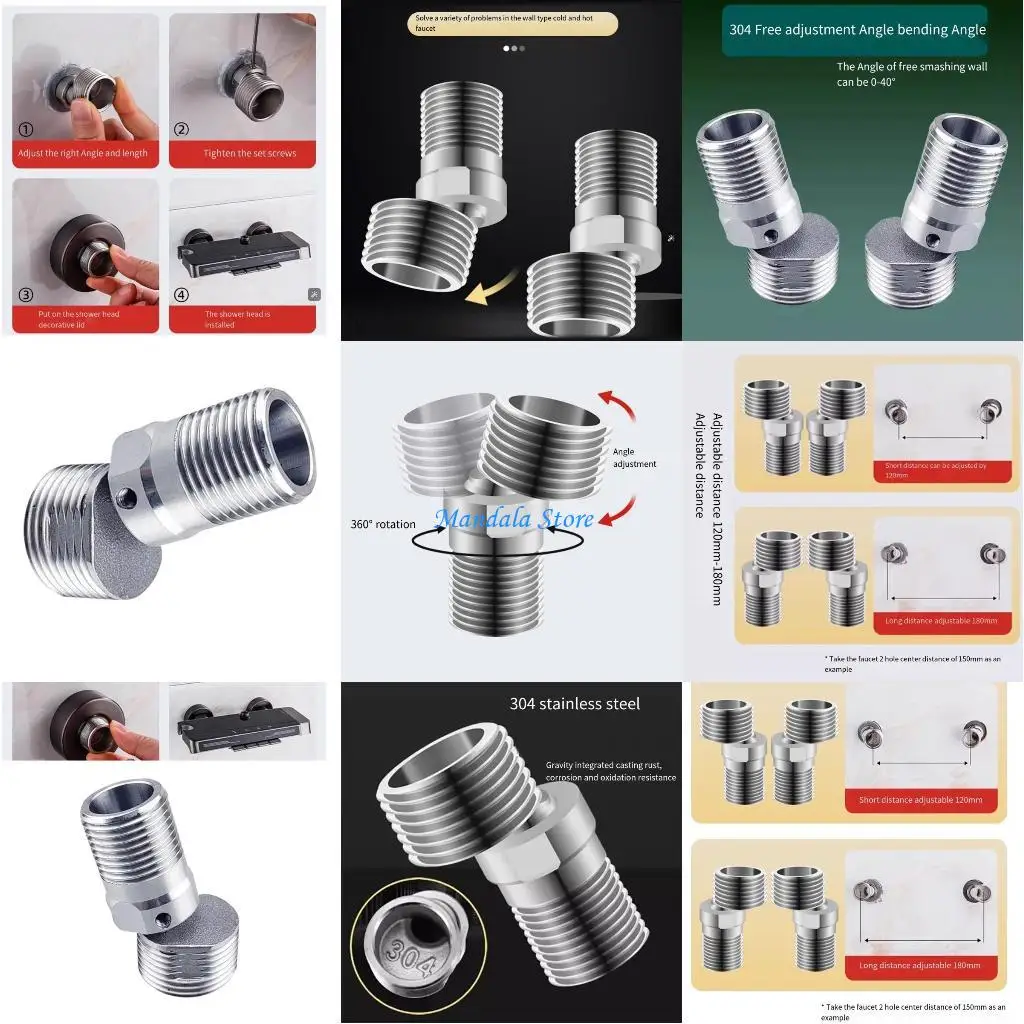 

U2JC Shower Arm Extension Curved Feet 360 Degree Adjustable Angled Bents Base