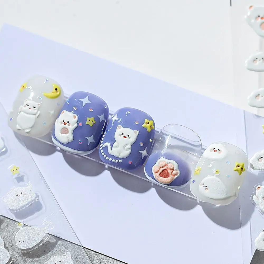 

Cartoon Nail Stickers Animal Nail Decals DIY Nail Art Decorations 3D Relief Cats Bears Rabbit Self Adhesive Manicure Accessories