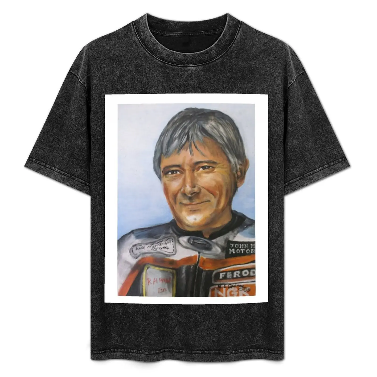 

Oil portrait of Joey Dunlop T-Shirt Basic Breathable Solid Color T-Shirt