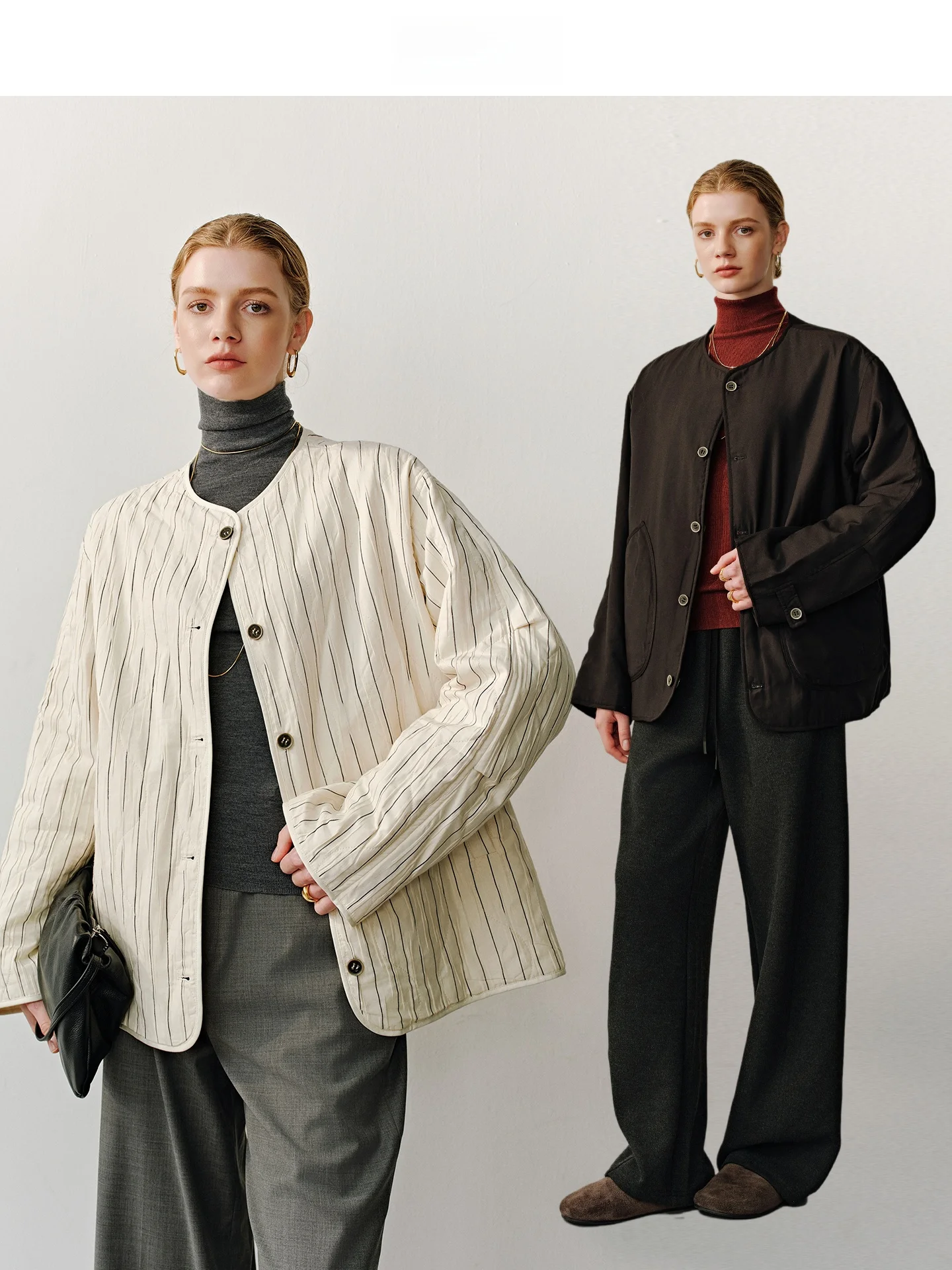 

Женское свободное пальто SueM с вышивкой в виде бутонов цветов, двустороннее, из шерсти и хлопка, в полоску, с длинными рукавами и круглым вырезом