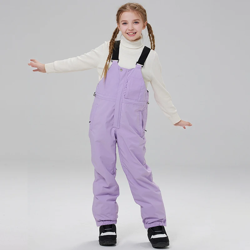 Winter Warm Waterproof Boys Snow Bib Pants Outdoor Sport Mountain Girls Ski Suspender Trousers Heated Children Snowboard Clothes