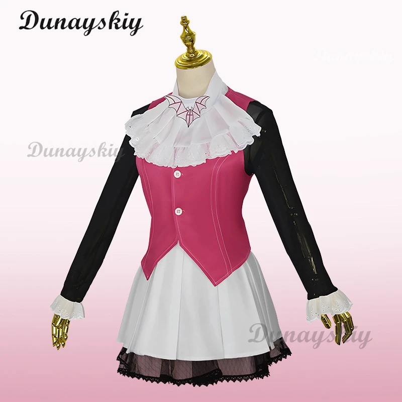 Monster Cos High: Draculaura przebranie na karnawał różowy garnitur wampirze Draculaura peruka Anime kobieta Cosplay kostiumy na Halloween buty